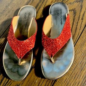 Donald Pliner Stefan red ruby glitter sandals 8